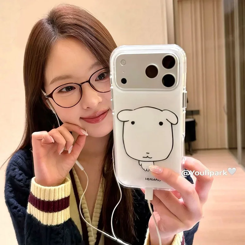 Kawaii Korea Adorable Dog White Acrylic Phone Case
