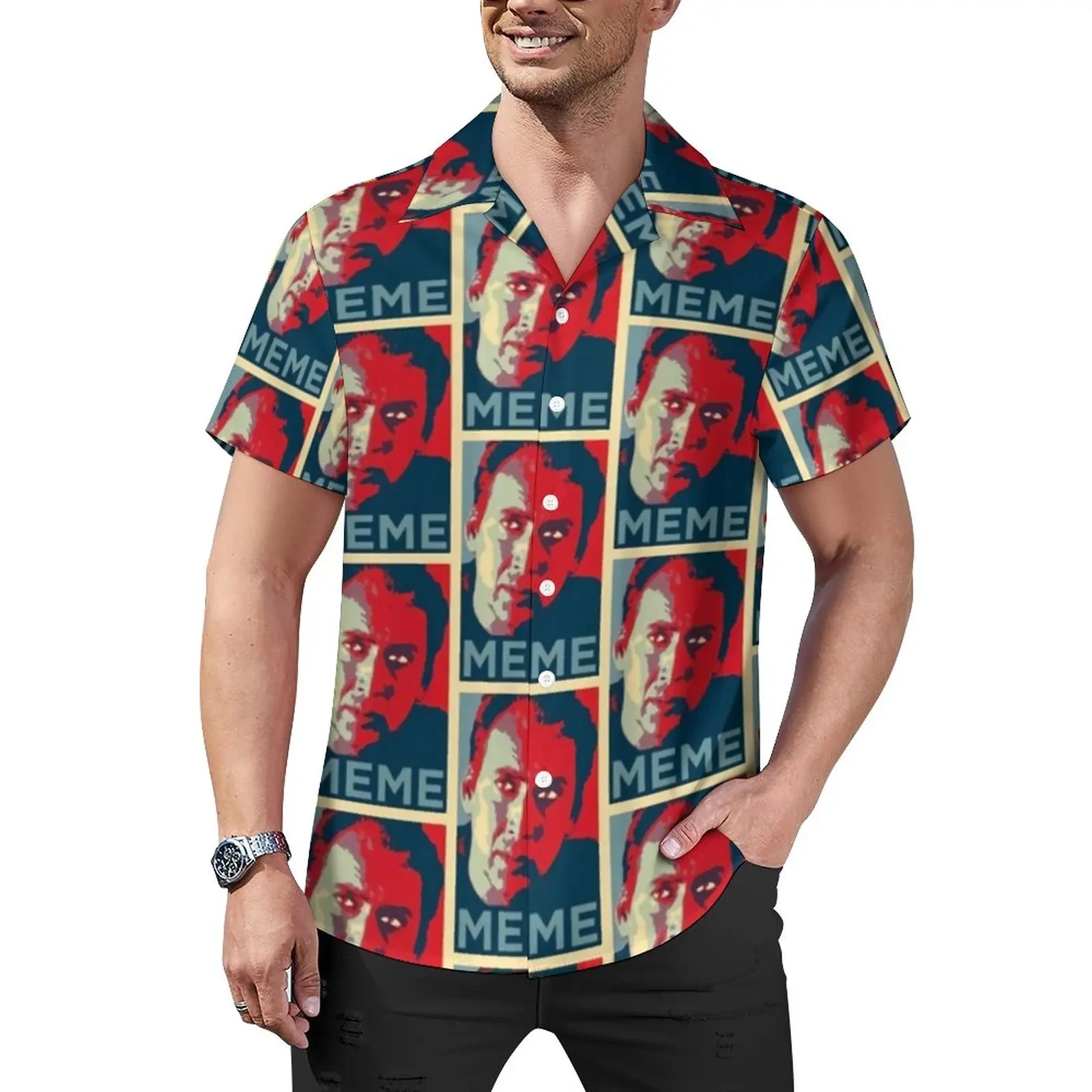 Nicolas Cage 3D Printed Lapel Men Shirt Man/Women Casual Fashion Long Sleeves Shirts Button Streetwear Oversized Unisex Clothing 4
