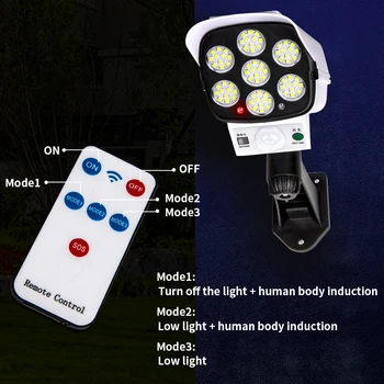 IP65 Waterproof Outdoor Solar Light Motion Sensor Security Dummy Camera Wireless Flood Light 77 LED Lamp 3 Mode for Home Garden 3