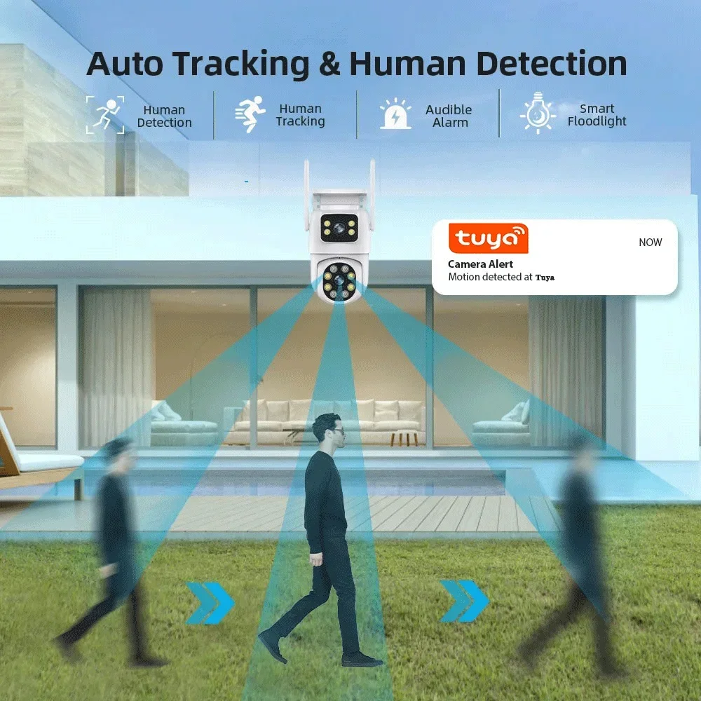 10MP Dual Lens Tuya Wifi Camera PTZ Outdoor 4K Wireless Dual Screen Security Camera Auto Tracking Monitoring Video Surveillance 3