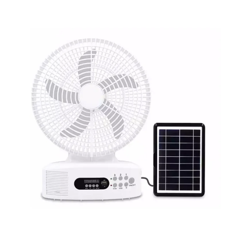 

Panama Hot Sell 12 Inch Solar Rechargeable Fan Portable Solar Charging Radio Speaker Fan With Power Bank Function