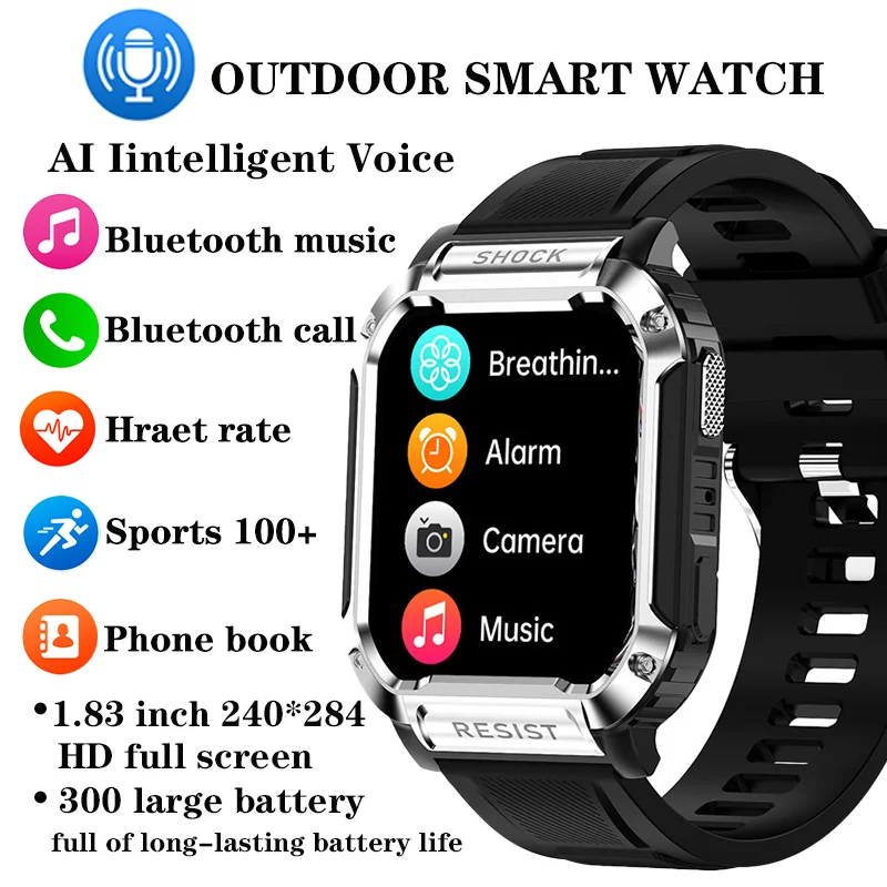 

Fashion 1.83 Inch Smart Watch Men Voice Assistant Bluetooth Call Heart Rate Monitoring Waterproof Women Clock Watches for Xiaomi