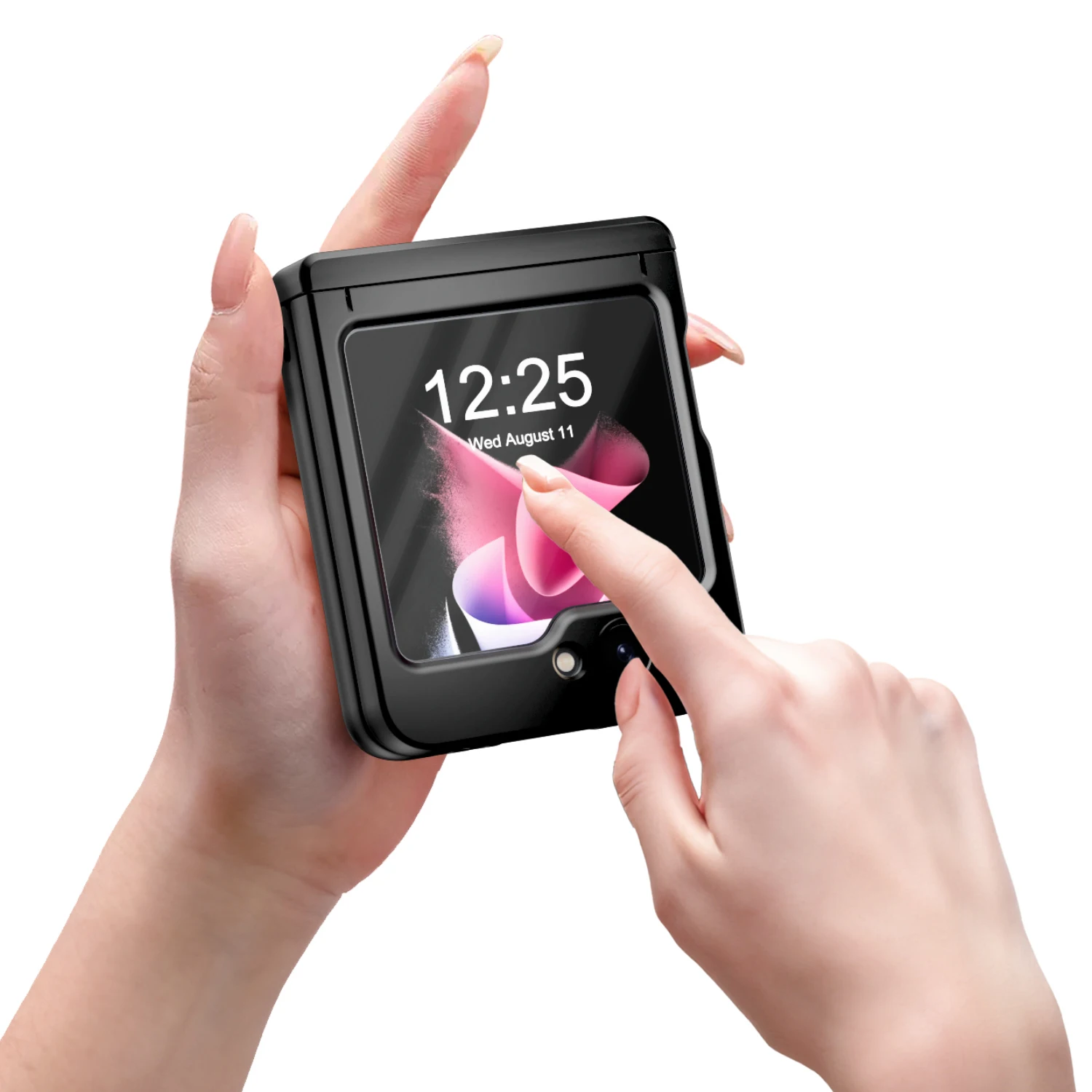 For Samsung Galaxy Z Flip 5 Case Colorful Matte Glitter Magnetic Wireless Charging Folding Hingle With Mirror Film Hard Cover