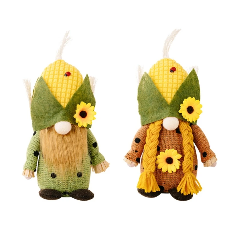 

H7EA Harvest Gnome Corn Head Sunflowers Thanksgiving Desktop Decor