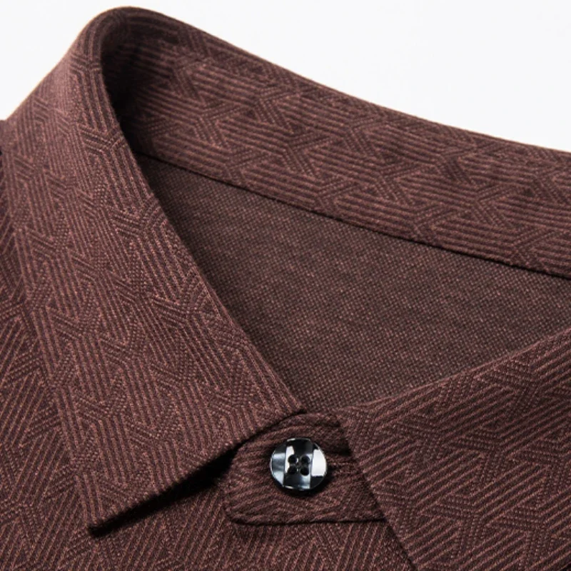 Seamless Wool Men's Dress Shirts Luxury Solid Color Long Sleeve Business Casual Single Breasted Male Shirts Plus Size 4XL