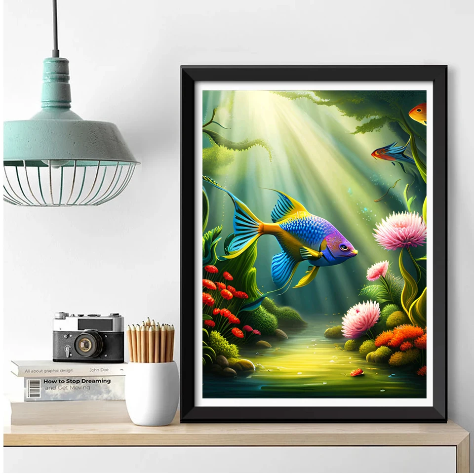 Fisherman Catching Bass Fish - 5D Diamond Paintings