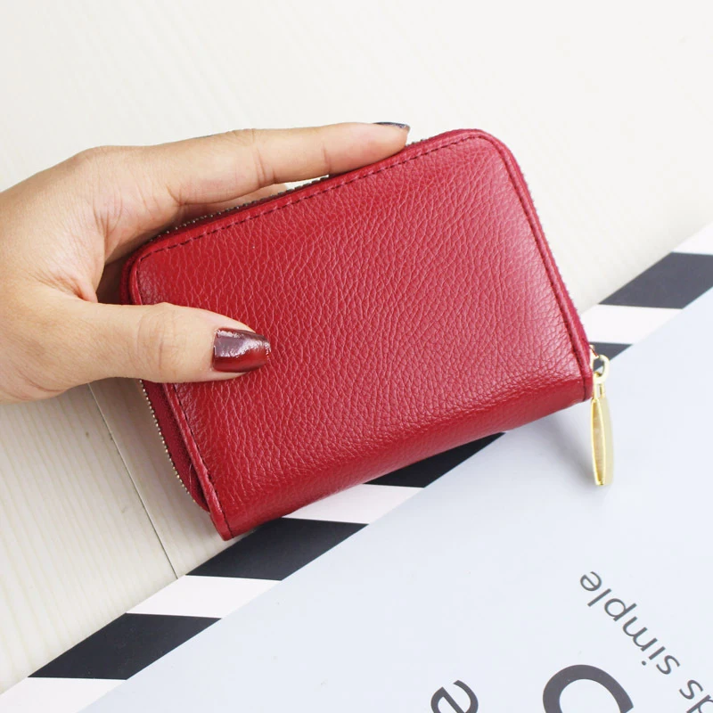 Fashionable New Multi Slot Card Seat Retro Women's Coin Bag Solid Color Zipper Wallet