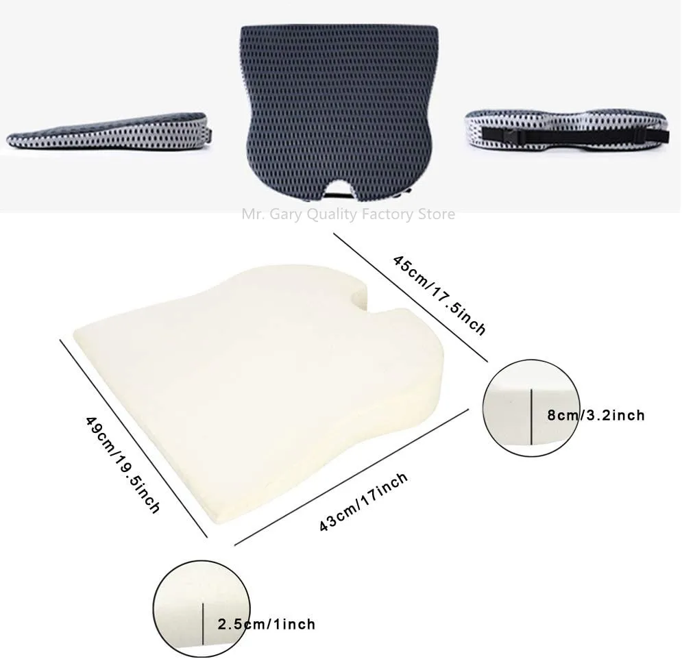 Car Wedge Seat Cushion for Car Driver Seat Office Chair Wheelchairs Memory Foam Seat Cushion-Orthopedic Support and Pain Relief