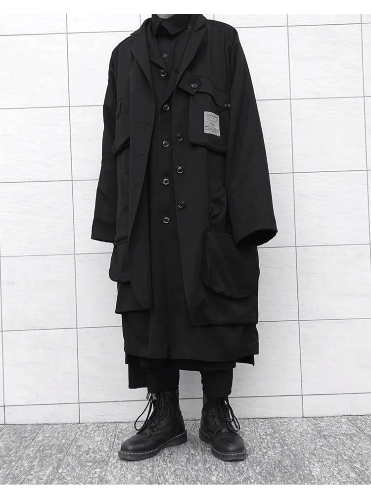 BLACK JOKER 가역 빅 사이즈 블레이저 캐주얼 남성 블레이저 맨 트렌치 코트 남성용 한국 스타일 의류 블레이저 코트 남성용 탑