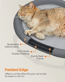 Feandrea Pet Bed, Cat Hammock, Elevated Cat Bed for Multiple Cats, with Removable Washable Mesh, for Pets up to 20 lb, Oval 5