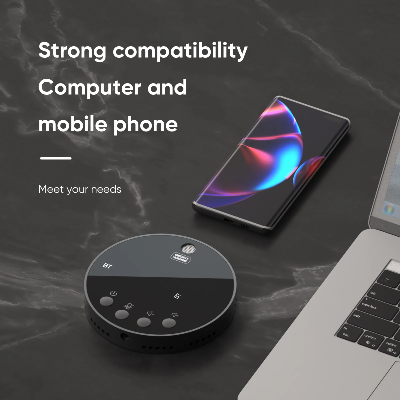 데스크탑 USB 회의 스피커 BT 마이크, 360 ° 무지향성 콘덴서 플러그 앤 플레이, 스피커 음소거 PC 컴퓨터 마이크