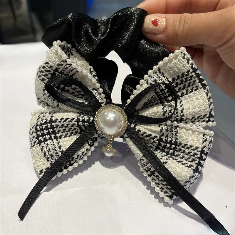 Fashion Hair Ties with Butterfly Bow for Women Versatile Headbands  Pearl Rhinestone Elastic Material Girls  Accessoreis