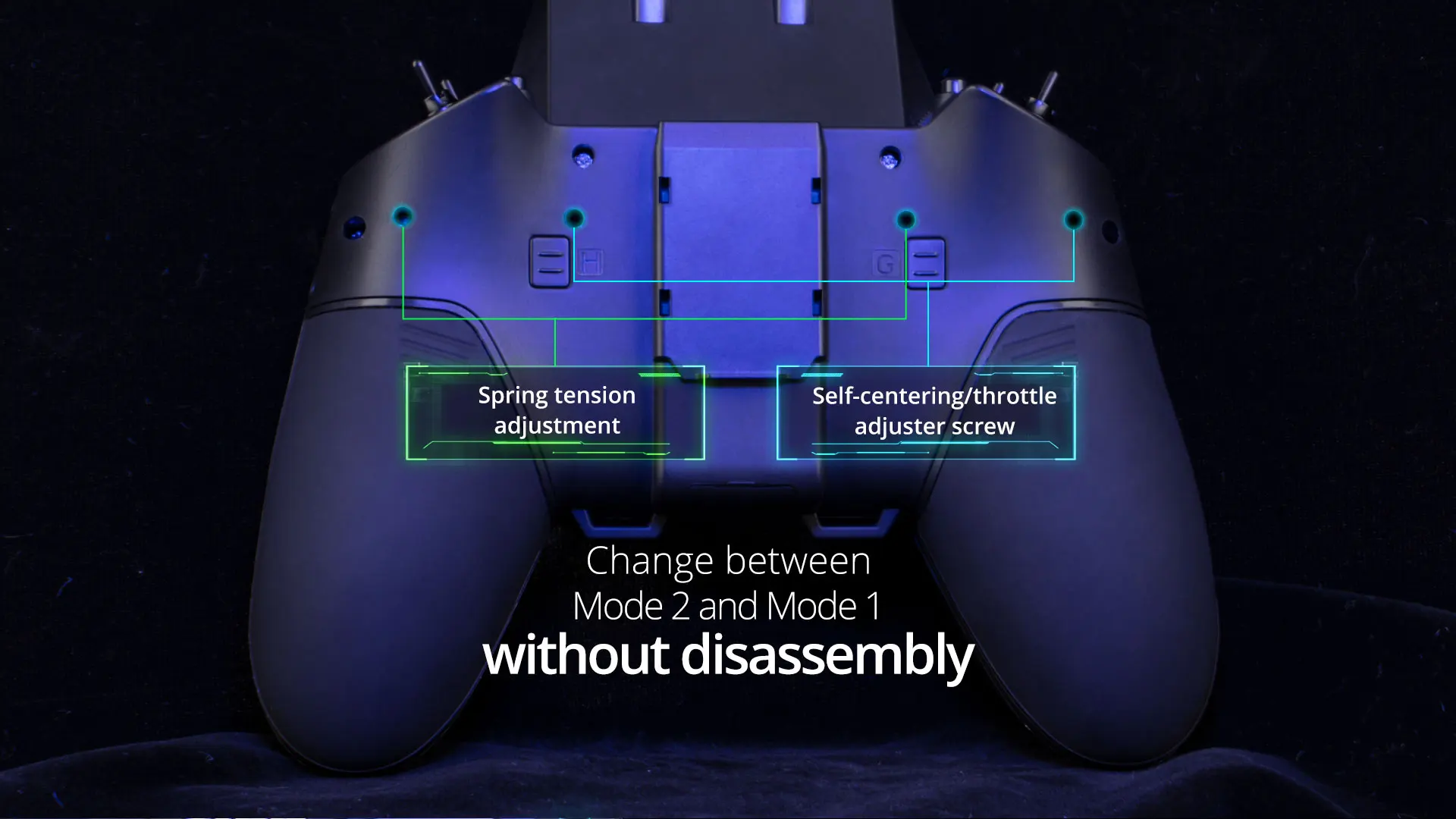 Spring tension Self-centering/throttle adjustment adjuster screw Change between Mode 2 and Mode