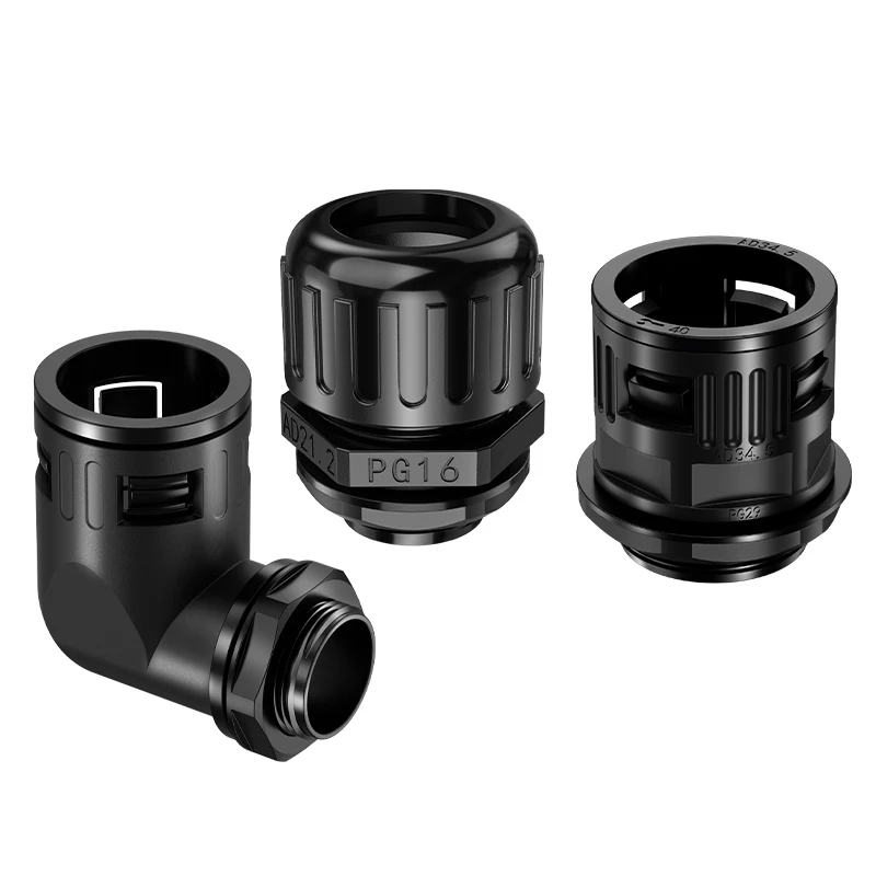 10 Pieces Plastic corrugated pipe fittings nylon hose waterproof fittings quick threading pipe fitting 90 degree elbow