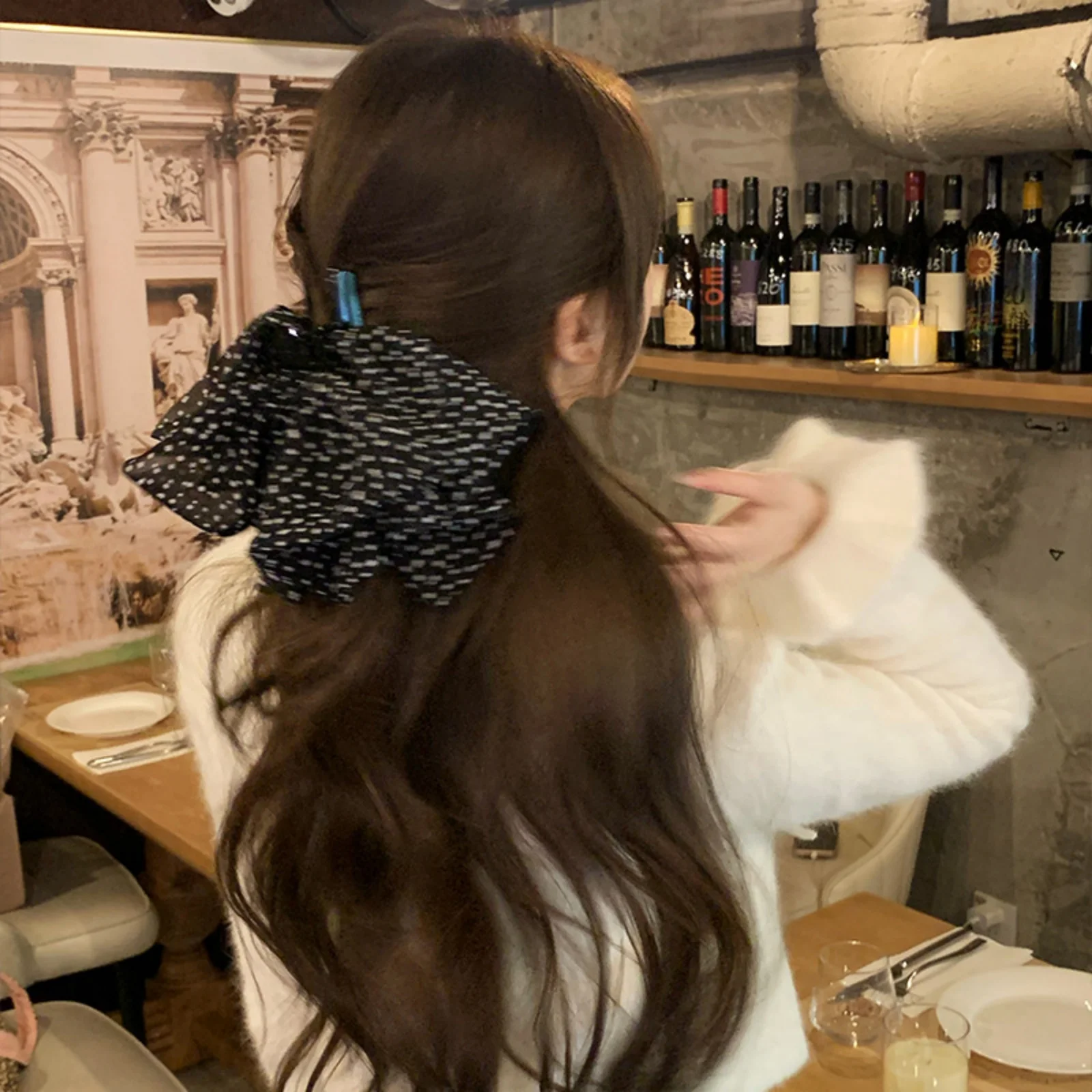 Big Polka Dot Hair Claw Clip, Large Fashionable Chiffon Hair Jaw Clip For Women, Stylish Hair Accessories For Daily Wear&Parties