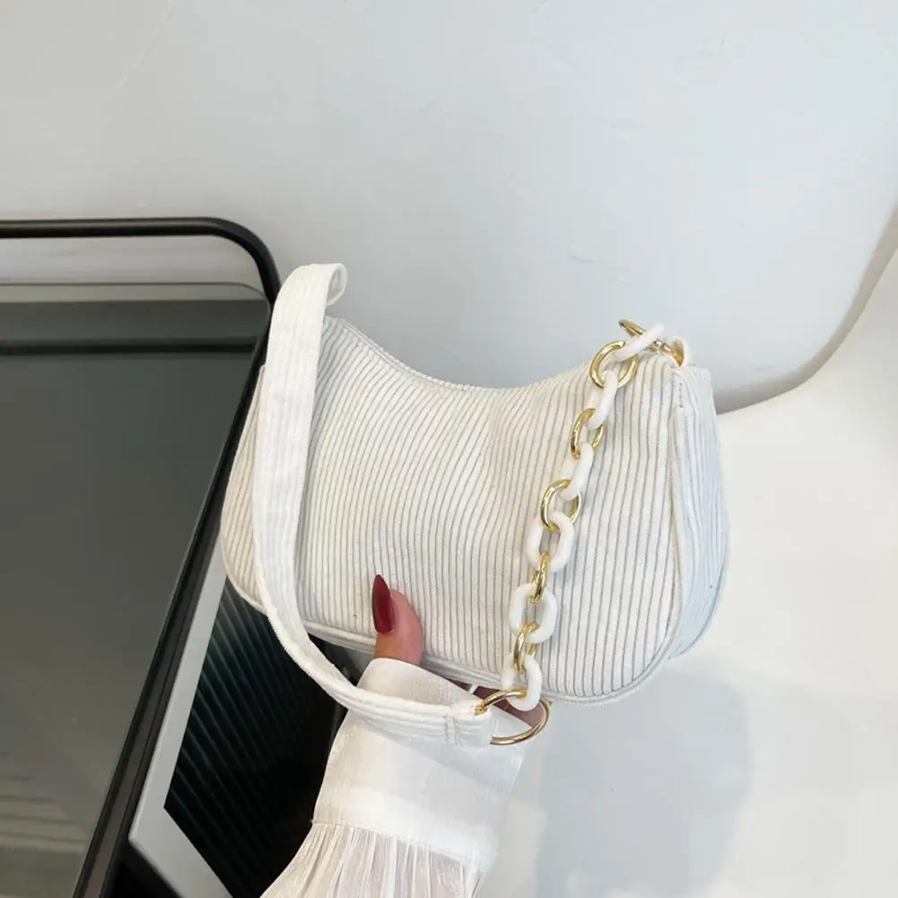 Fashion Vintage Women Handbags Corduroy Underarm Bag Clutch Casual Zipper Bags Female Shoulder Women Handbag W9L0