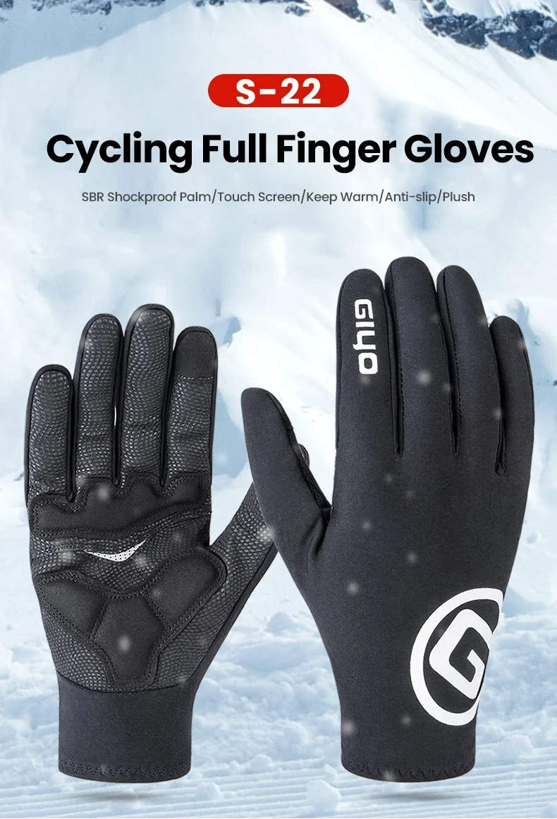 GIYO Fahrrad-Winterhandschuhe MTB Rennrad Verdickte Warme Touchscreen-Vollfingerhandschuhe Radsport Outdoor-Sport Thermo-Handschuhe – Detail 1
