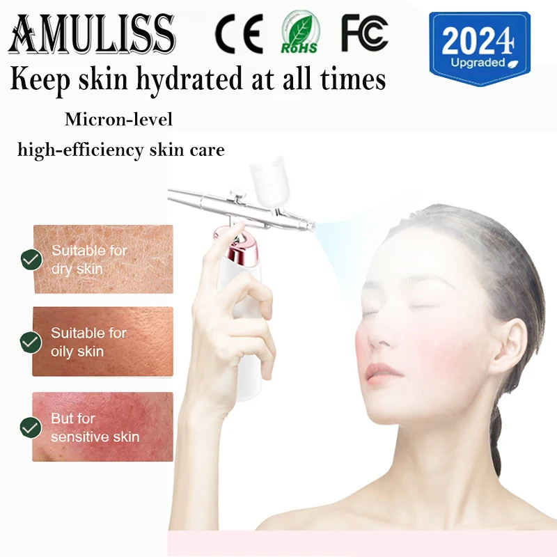 Amuliss Oxygen Injection Instrument HighPressure Water Replenishing Instrument Household Handheld Spray skin care Facial Beauty золотые капли facial replenishing supplement