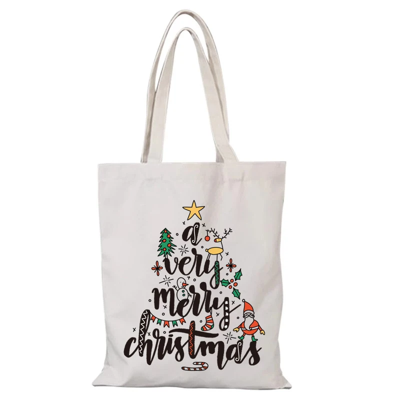 Damenhandtasche Cartoon Damen Einkaufstasche Weihnachtsgeschenke Canvas Einkaufstasche Mode Stofftaschen Handtaschen Eco Shopper Strand Frau – Detail 8