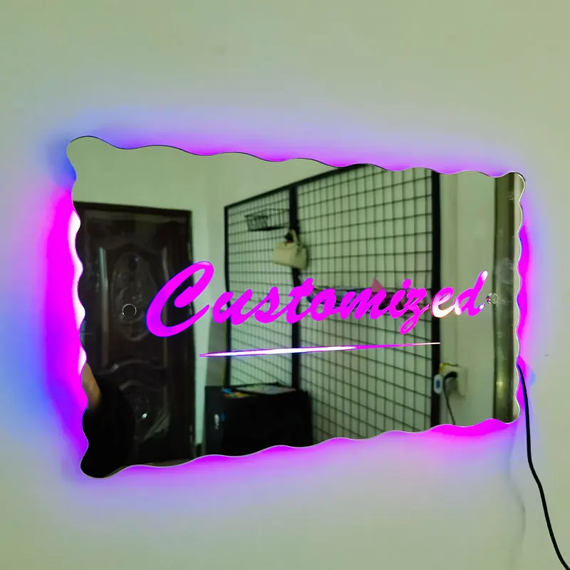 

Mirror Light Personalised Words Acrylic Mirror Wall Decor LED Light Wall Custom Name Neon Sign Anniversary Gift Room Decorations