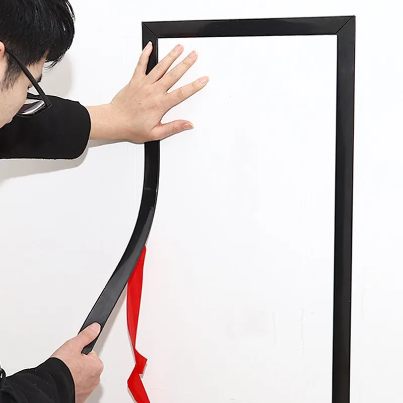 QUARKZMAN Moldura De Acero Inoxidable Autoadhesiva, Negra Con Efecto Espejo, Moldura De Pared Autoadhesiva Con Guantes, Moldura Decorativa Para Espejo