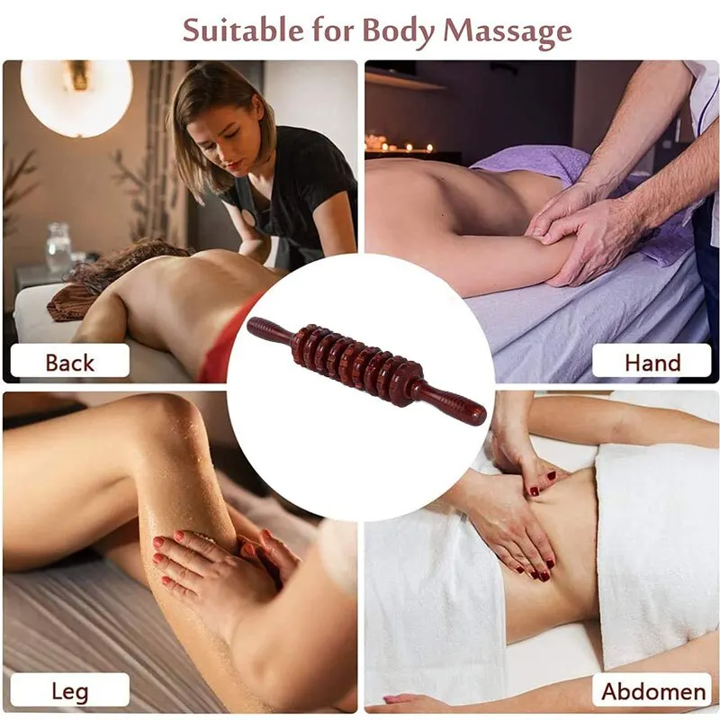 Wooden Abdomen Massager Multifunctional Fitness Roller Stick Muscle Relax Tool Body Anti Cellulite Waist Massage 9-Wheel massage tool muscle massager muscle massager stick cellulite massager roller roller massager massage roller