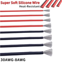 Soft Silicone Cable Red Black Car Battery Automotive Wiring 30 28 26 24 22 20 18 16 14 12 10 8AWG Heat-resistant Electrical Wire