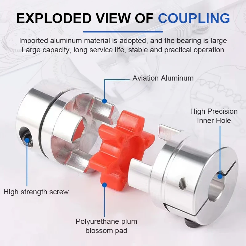 Flexible Coupling D20L25 5x8mm 3mm 4mm 5mm 6mm 6.35mm 7mm 10mm Plum Coupling spider flexible motor coupler aluminium flexible jaw coupling