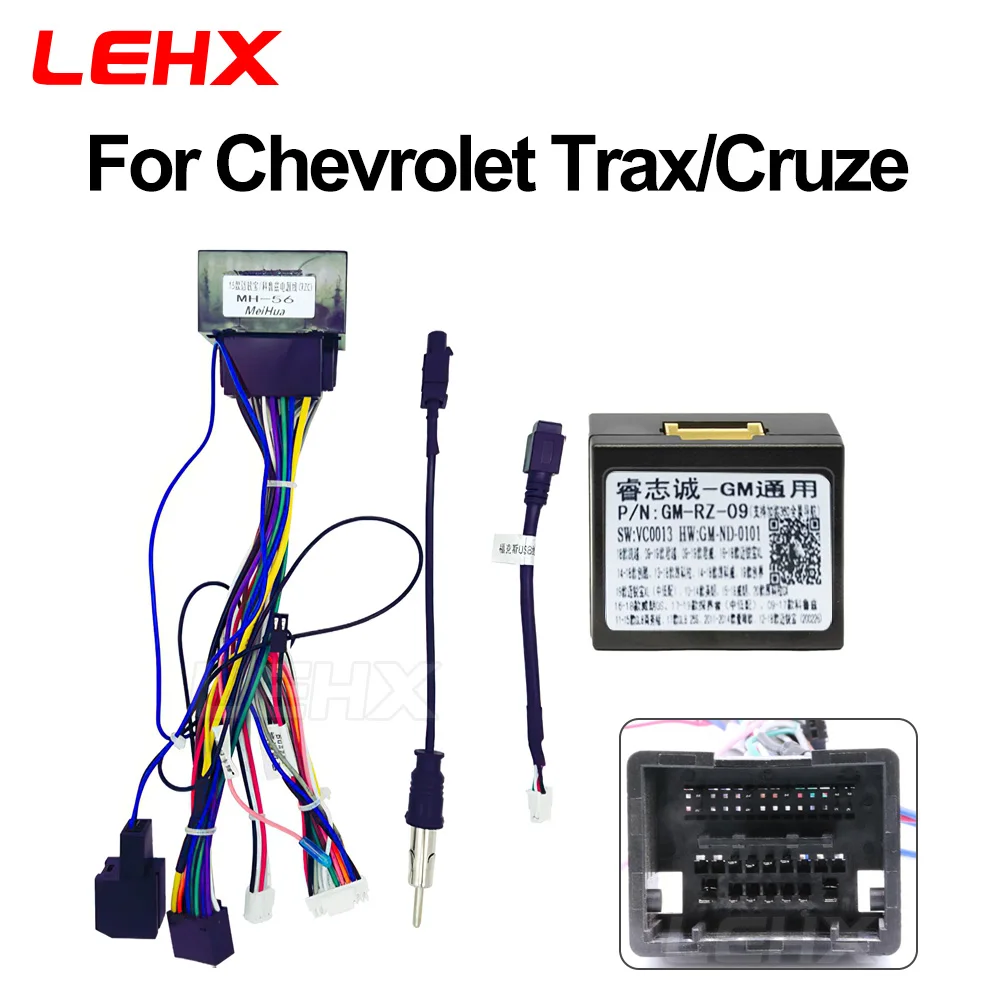 LEHX 자동차 안드로이드 라디오 플레이어 Chevrolet Trax Cruze Aveo Buick Regal 전원 케이블 소켓 용 Canbus 박스가있는 16Pin 와이어 하네스