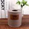 Beige/Dark Brown Simulation Rattan Tissue Storage Box Decorative Dustproof Roll Paper Rack Container Round Plastic Tissue Box 2