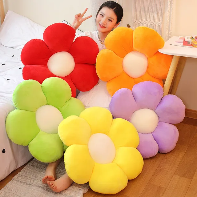 30/50/65cm Kawaii Colorful Flower Plush Pillow Cushion Soft Plant Mat Stuffed for Sofa Bed Sleeping Back Cushion Decor Gifts 2