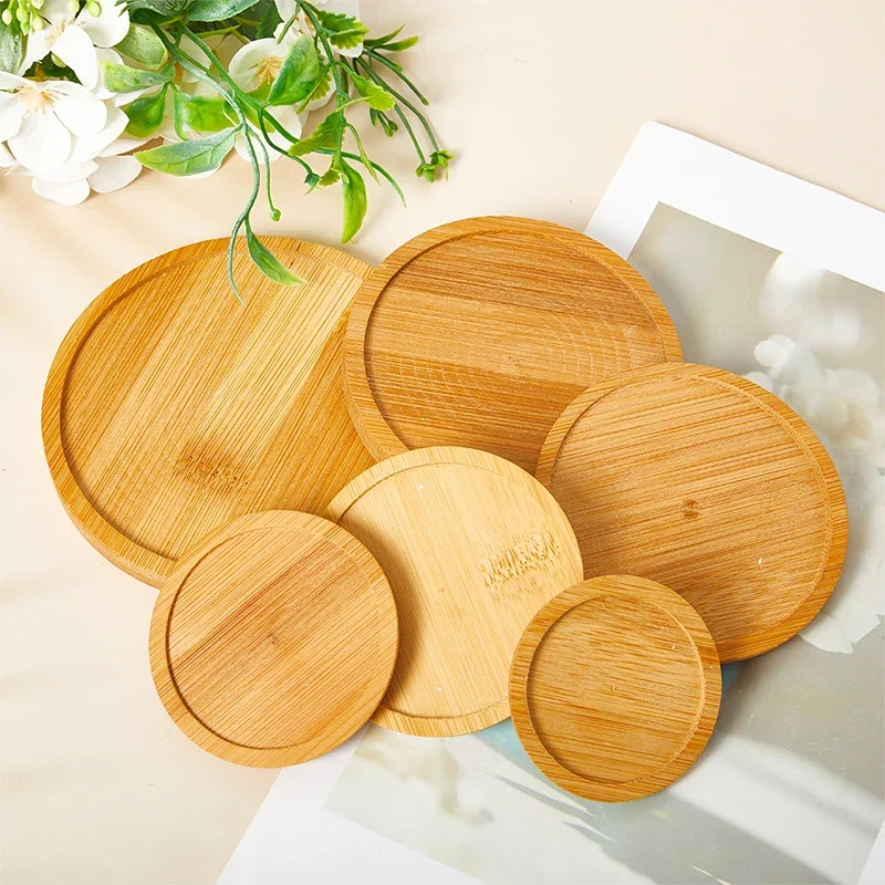 Multi-size Round Bamboo Cup Coaster Wooden Saucer Flower Pot Tray Coffee Cup Mat Cup Pad Plate Decorative Kitchen Coasters
