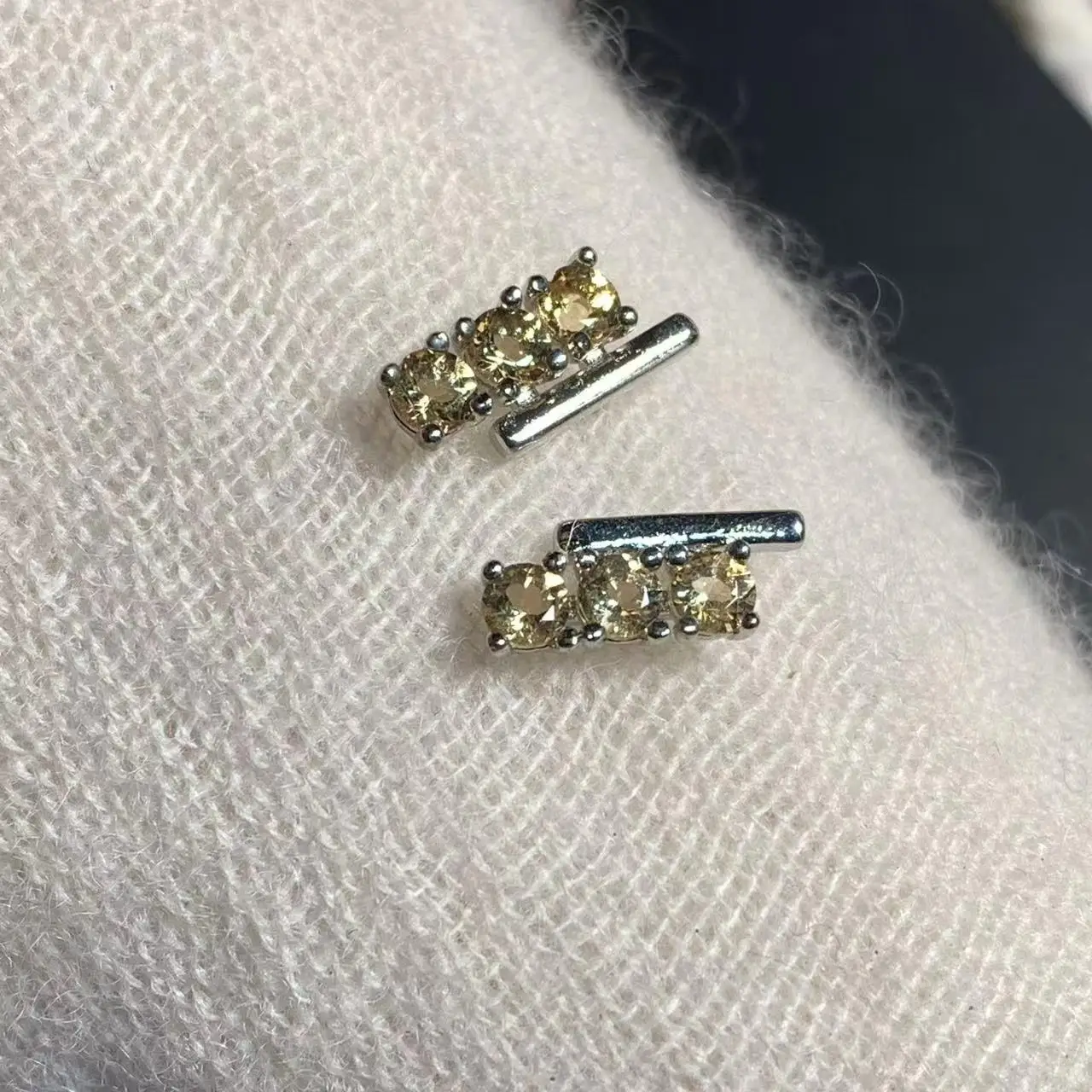 Natural Citrine Stud Earrings For Women Real 925 Sterling Silver Vintage Femme Gift Prevent Allergy Fine Jewelry Stone