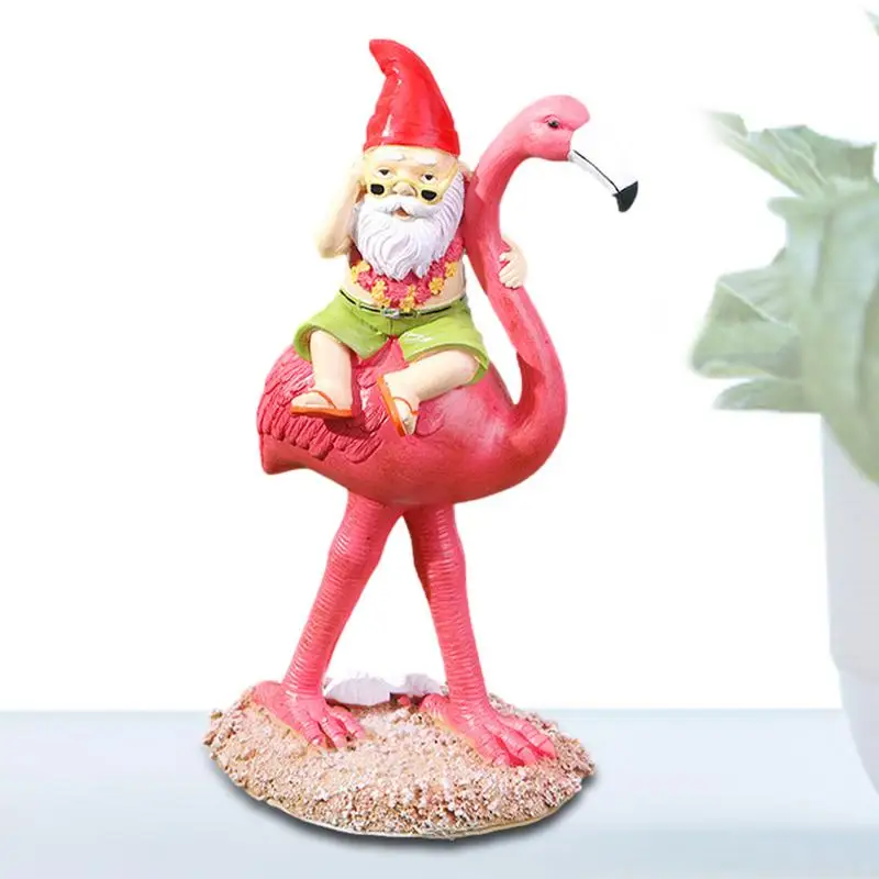 

Funny Gnome Garden Statue Gnomes Riding Flamingo Ornament Figurines Fall Decorations For Indoor And Outdoor Yard Lawn Pond Pool