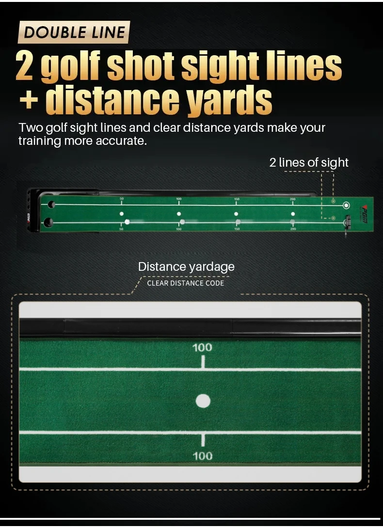 Description Picture 6 of itemPGM Golf Putter Trainer Set Golf Practice Putting Mat Ball Return 3M Indoor Golf Green Fairway Trainer With Baffle Training Aids