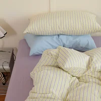 Ins Nordic Bedding Set Simple Style Striped Duvet Cover Set Soft Flat Sheet Single Twin Size Double Bed Sheet Set For Bedroom