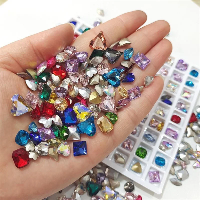 Crystal Nail Rhinestones Beads Flatback Glass Gems Stones Multi Shapes  Sizes Rhinestones Nail Crystals - style 3