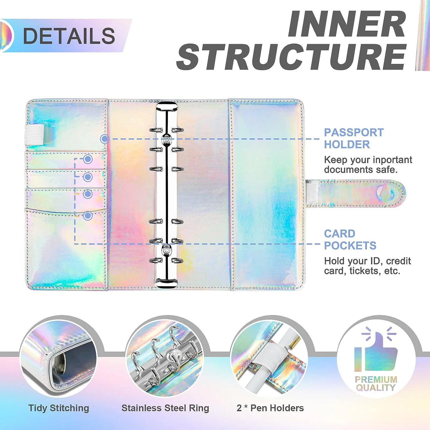 2023 laser Budget Binder buste con cerniera Organizer buste per contanti per Budget risparmio di denaro A6 Planner 6 tasche accessori