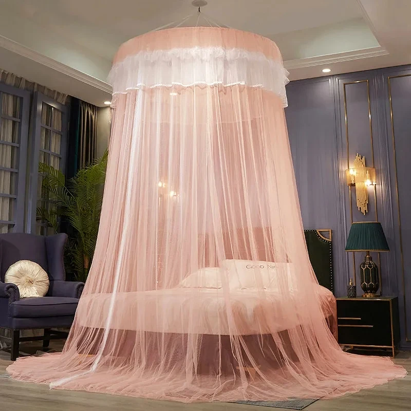 

Dome Hanging Single Door Mosquito Nets Installation-free Household Floor-to-ceiling Mosquito Net Palace Style Encrypted Yarn