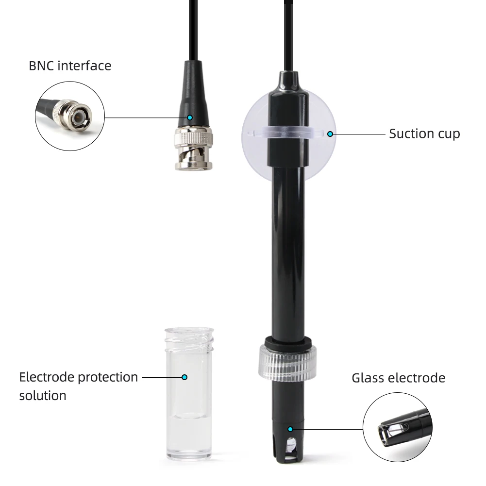 Yieryi Ph Replacement Probe Aquarium Hydroponic Laboratory Electrode Ph Meter Potential Test BNC Q9 Connector 1.2/3M Wire Probe 5