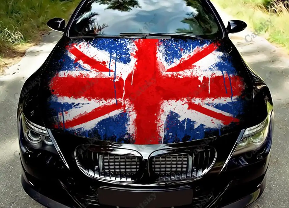 

Union Jack Print Car Hood Sticker Decoration,Car Accessories Hood Vinyl Protect Cover,Car Body Decal Wrap Film Engine Graphic
