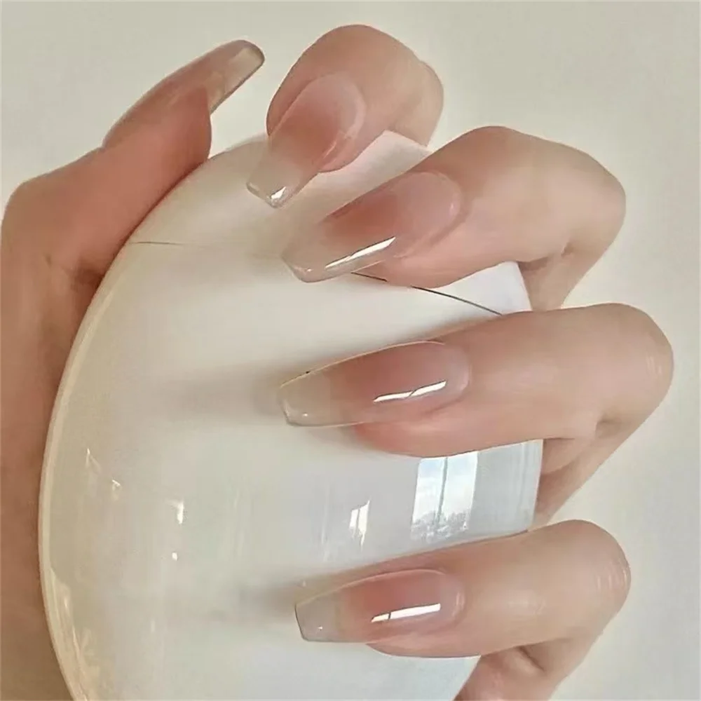 Ombre Coffin Pink Glossy Press On Nails