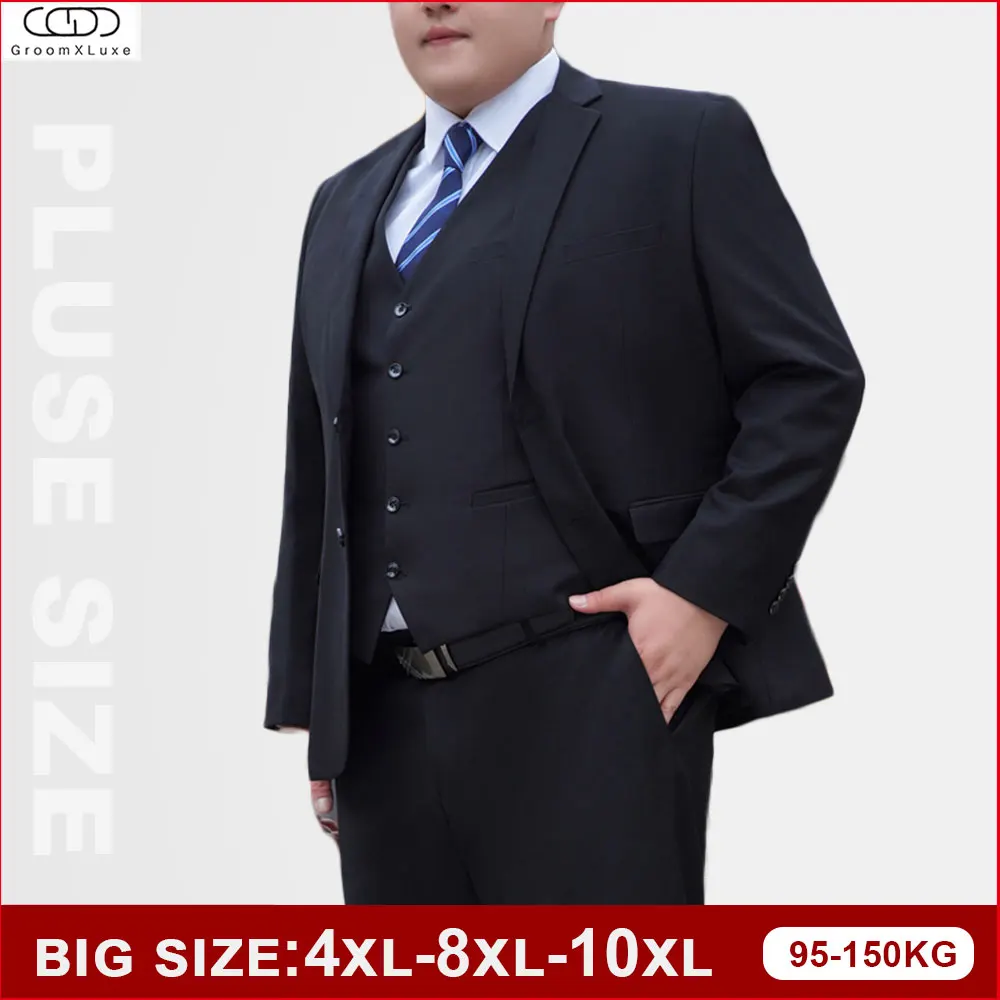 Formal Suit Plus Size Male Suit for Wedding Business 4XL-10XL