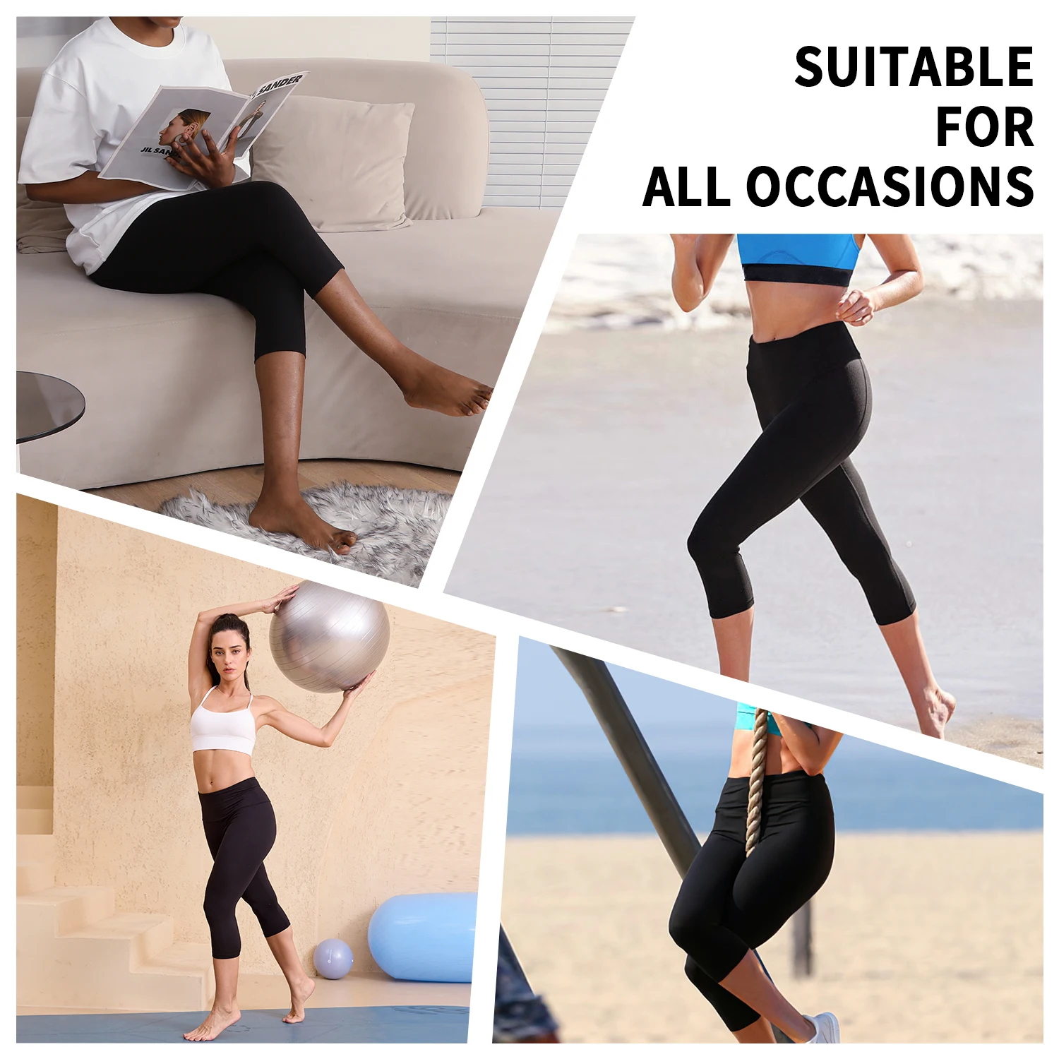 Women's High Waisted Capri Super Soft Tummy Control No See Through Workout Yoga Running Athletic Push Up Gym Leggings 3 Pack yoga pants