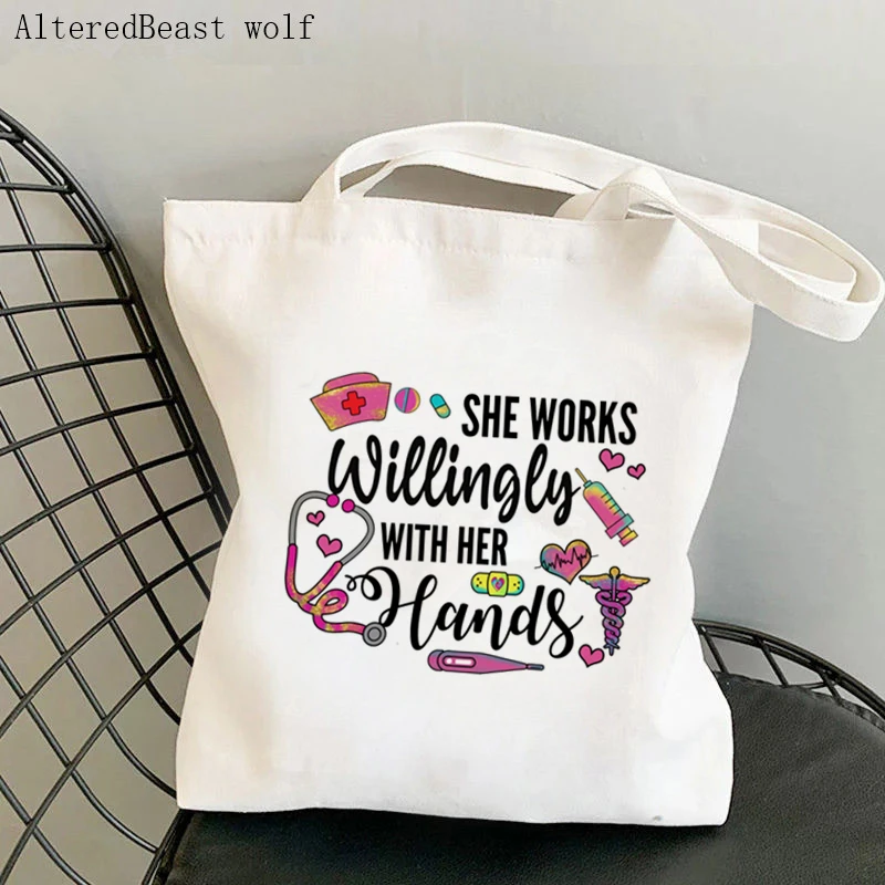 Women Shopper bag Pumpkin Spice Nurse Kawaii Bag Harajuku Shopping Canvas Shopper Bag girl handbag Tote Shoulder Lady Bag