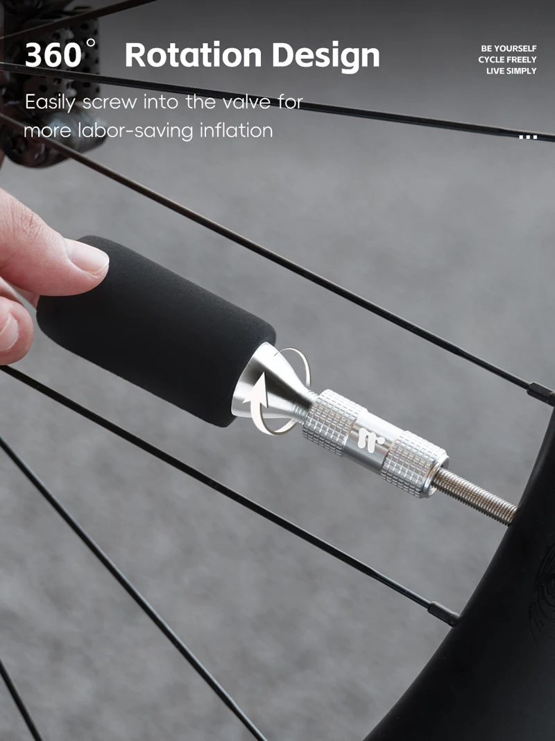 WEST BIKING Fahrrad-Aufpumpdüse aus Aluminiumlegierung, CO2-Schnellaufpumpset für AV/FV, ohne Gasflasche, MTB-Rennrad-Zubehör – Detail 9