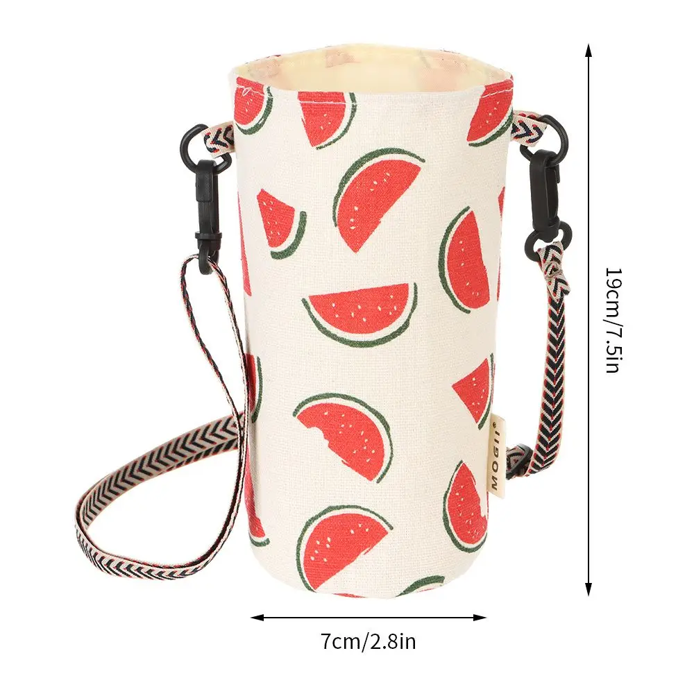 Fashionable Handle Shoulder Crossbody Bottle Cup Sleeve Tote Heat Insulation Linen Mug Holder Bag Travel Outdoor Cup Accessories