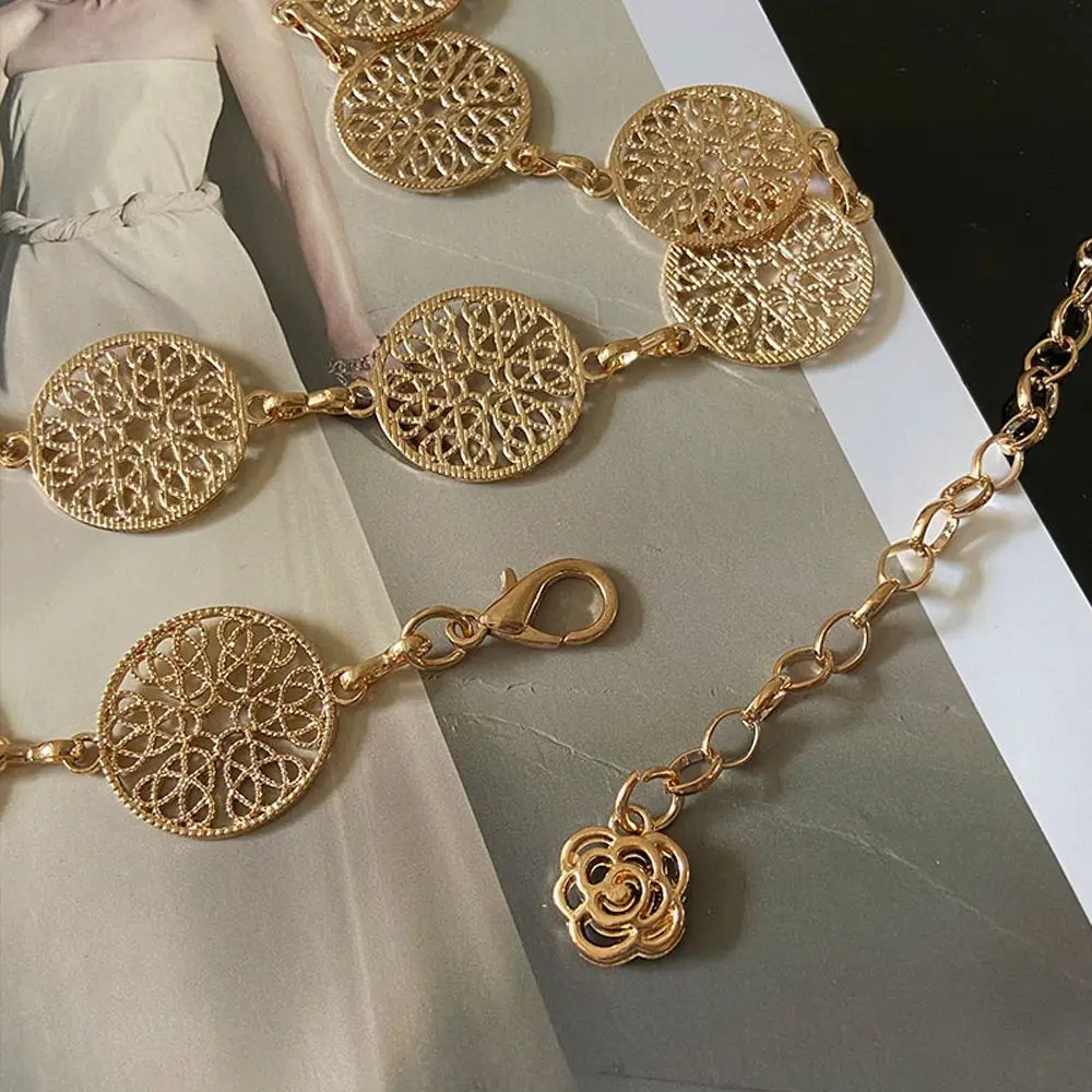 

Vintage Retro Metal Hollow Out Summer Fashion Female Waist Chain Korean Style Belt Lady Waistband Dress Accessories