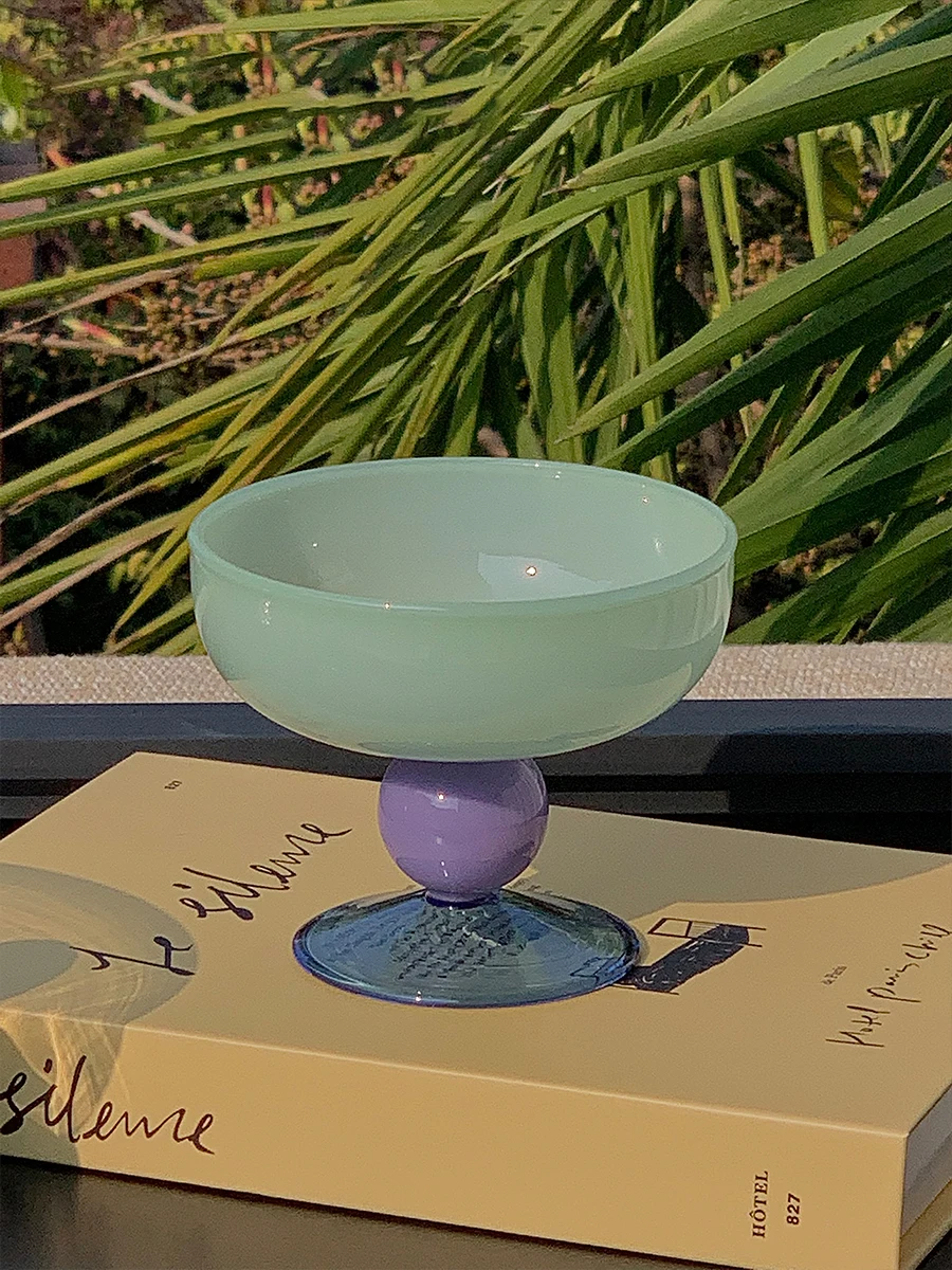 

Multi-color Dessert Bowl Oatmeal Yogurt Bowl Fruit Salad Heat-resistant Ice Cream Bowl Tall Stained Glass Wine Glass