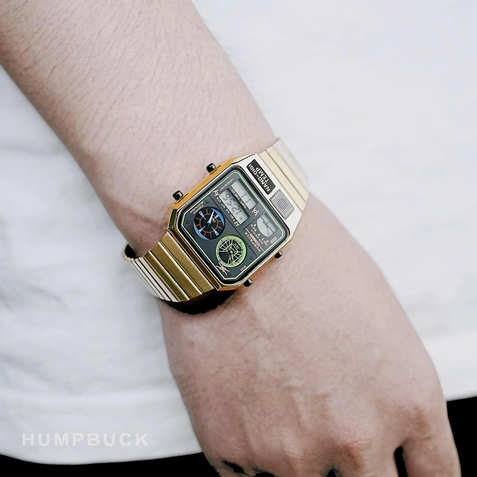 HUMPBUCK Digital Watch Multifunctional Anadigtemp Watches for